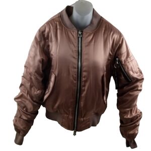 Civil Regime Mauve Polyester Zip Up Bomber Jacket MA-1 XS